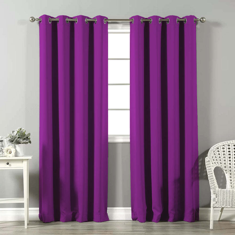 Jacquard Room Darkening Curtains in Boysenberry Purple Set Of 2 - (P383)