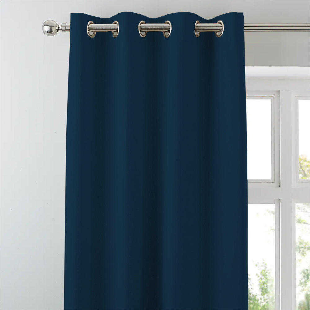 Jacquard Room Darkening Curtains in Oxford Blue Set Of 2 - (P386)