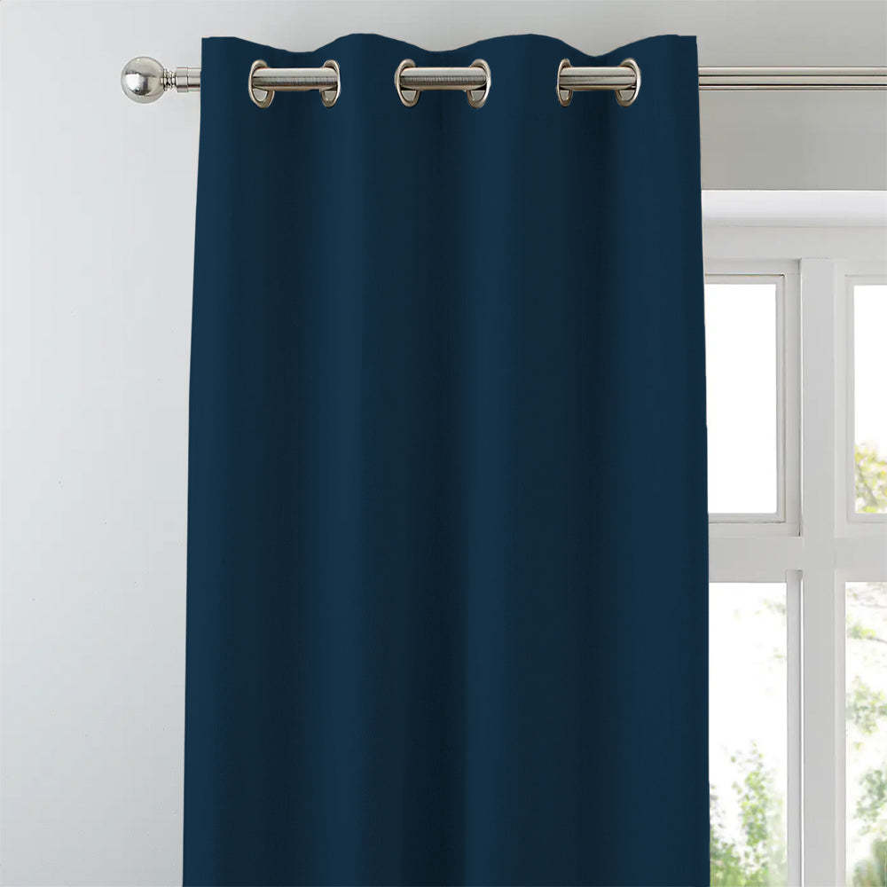 Jacquard Room Darkening Curtains in Oxford Blue Set Of 2 - (P386)
