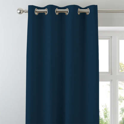 Jacquard Room Darkening Curtains in Oxford Blue Set Of 2 - (P386)
