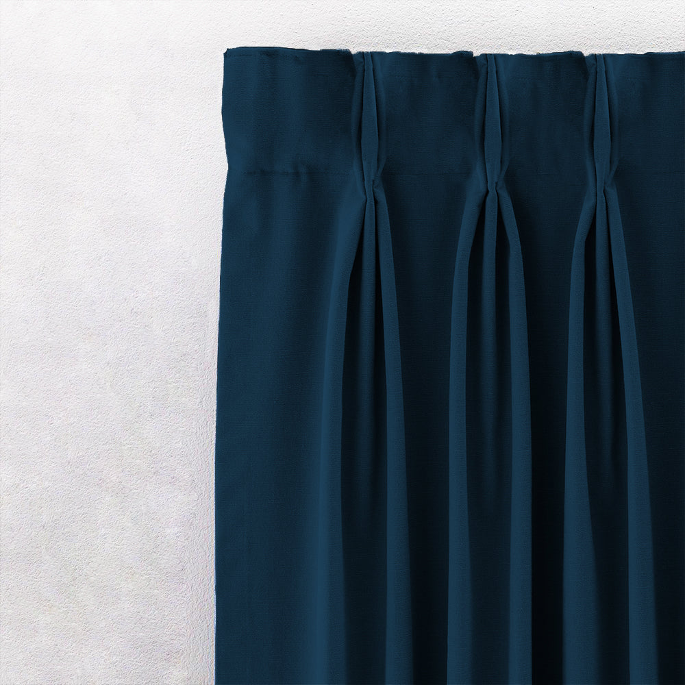 Jacquard Room Darkening Curtains in Oxford Blue Set Of 2 - (P386)