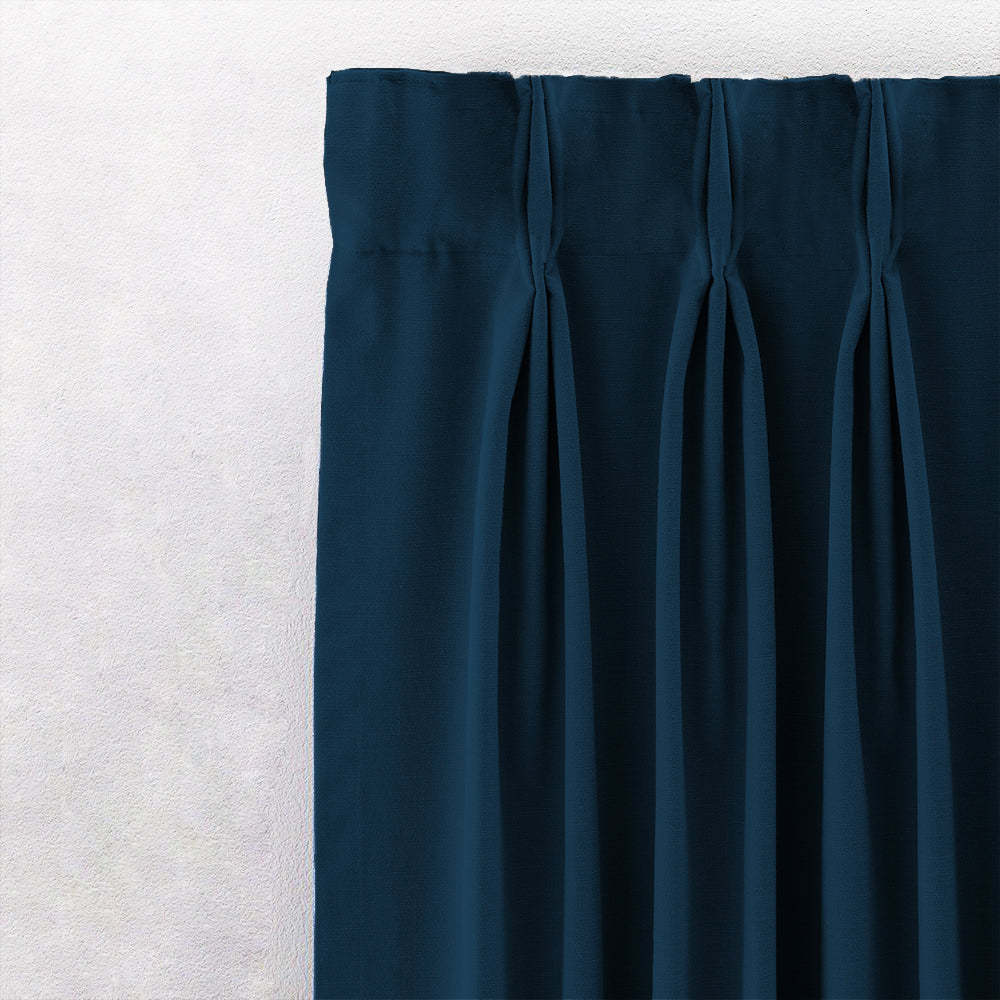 Jacquard Room Darkening Curtains in Oxford Blue Set Of 2 - (P386)