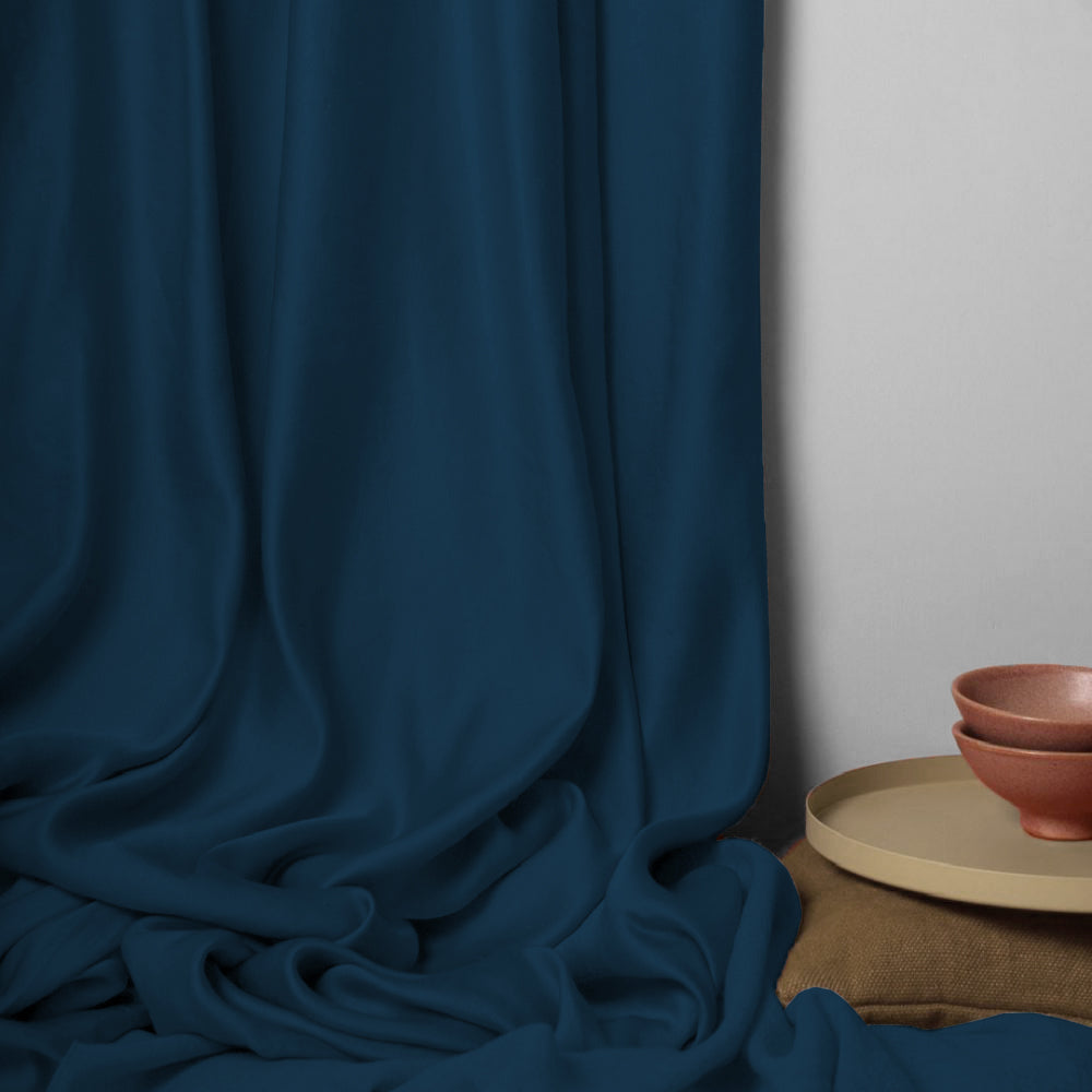 Jacquard Room Darkening Curtains in Oxford Blue Set Of 2 - (P386)