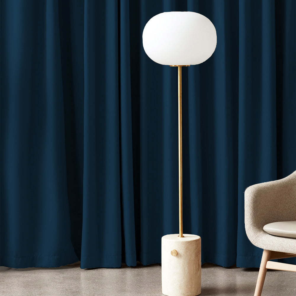 Jacquard Room Darkening Curtains in Oxford Blue Set Of 2 - (P386)