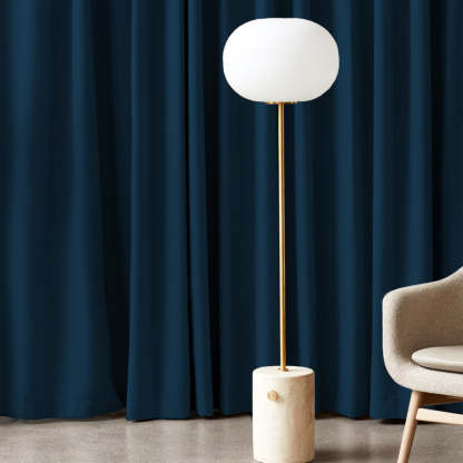 Jacquard Room Darkening Curtains in Oxford Blue Set Of 2 - (P386)