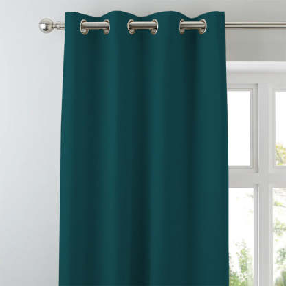 Jacquard Room Darkening Curtains in Peacock Blue Set Of 2 - (P387)