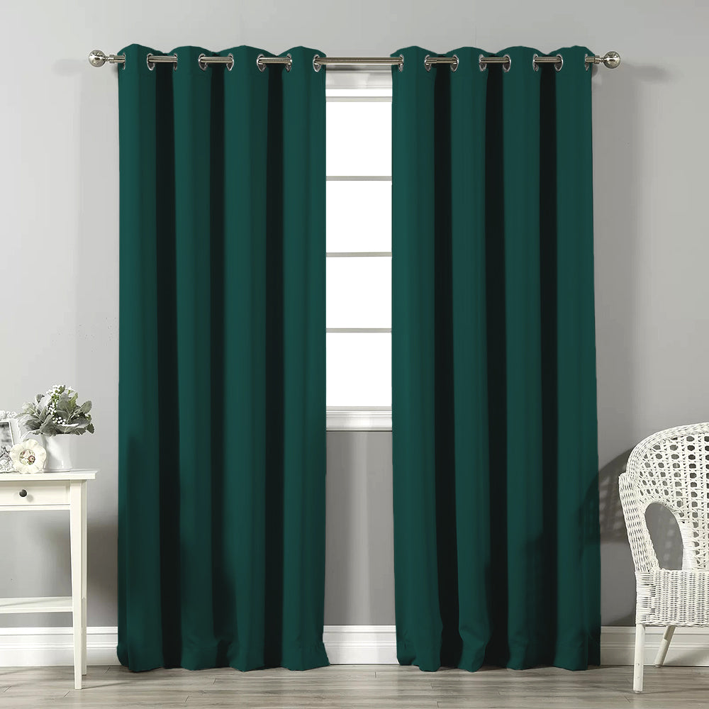 Jacquard Room Darkening Curtains in Cape Verde Green Set Of 2 - (P388)