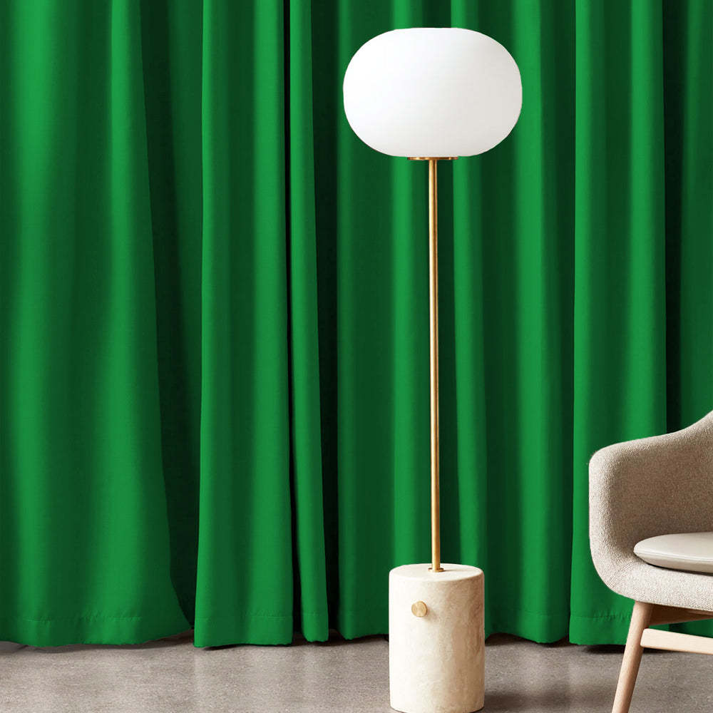 Jacquard Room Darkening Curtains in Kelly Green Set Of 2 - (P389)