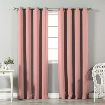 Jacquard Room Darkening Curtains in Crepe Pink Set Of 2 - (P38)