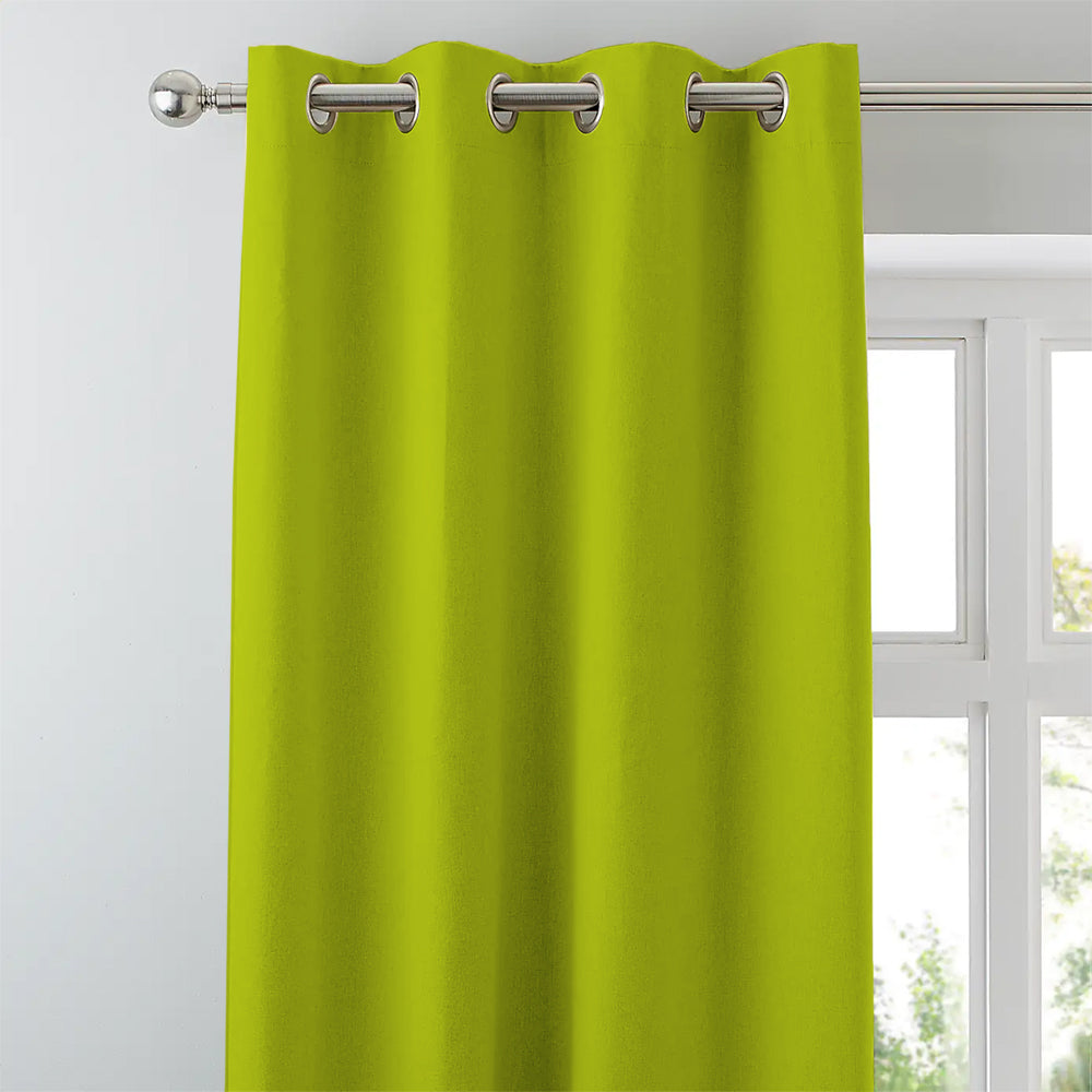 Jacquard Room Darkening Curtains in Lime Green Set Of 2 - (P390)
