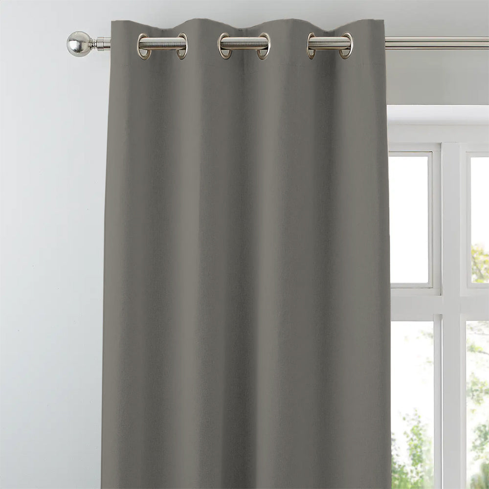 Jacquard Room Darkening Curtains in Dark Silver Grey Set Of 2 - (P391)