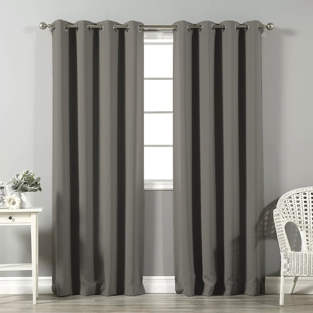 Jacquard Room Darkening Curtains in Dark Silver Grey Set Of 2 - (P391)