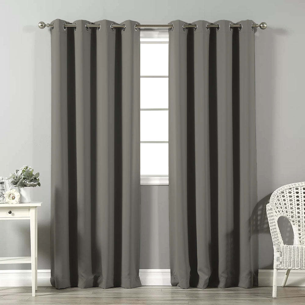 Jacquard Room Darkening Curtains in Dark Silver Grey Set Of 2 - (P391)