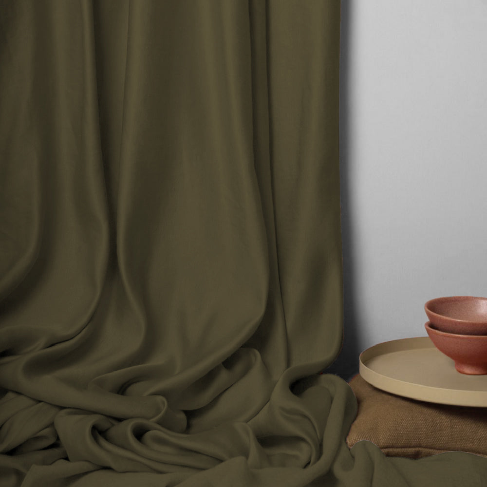 Jacquard Room Darkening Curtains in Carob Brown Set Of 2 - (P392)