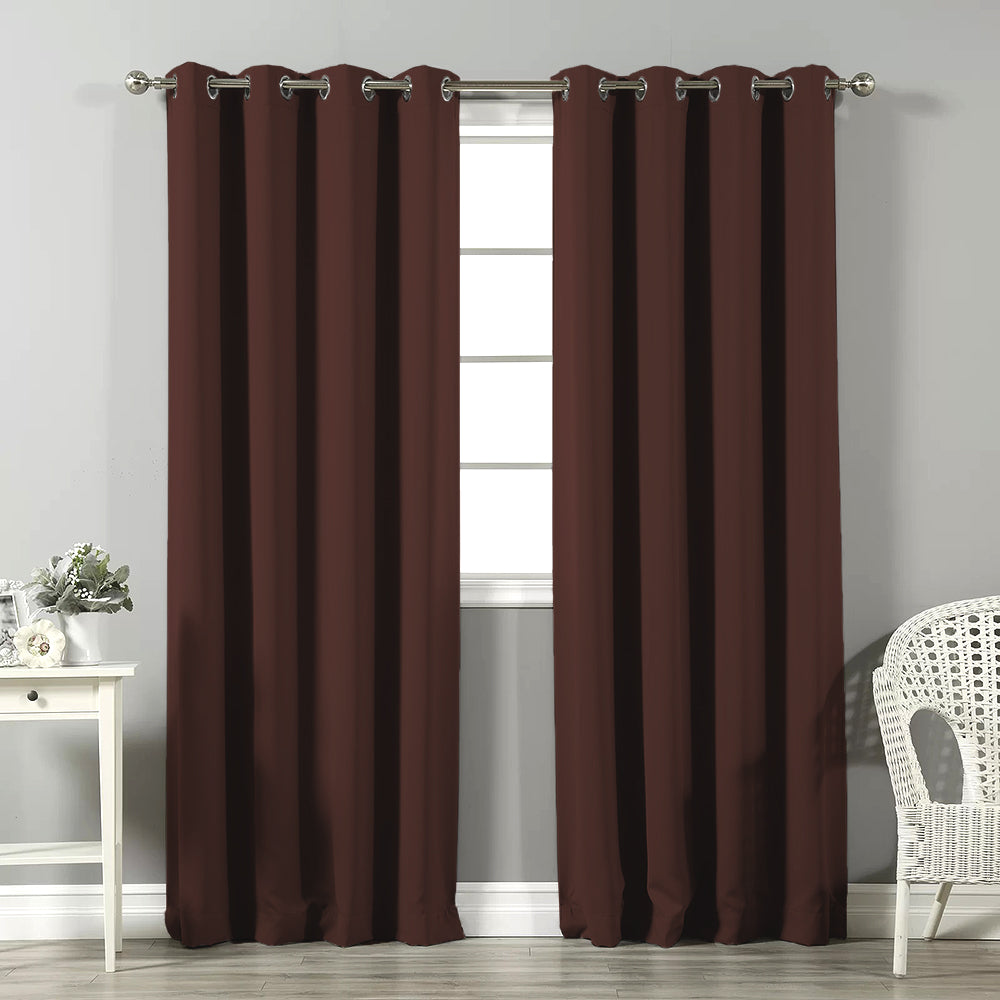Jacquard Room Darkening Curtains in Chocolate Brown Set Of 2 - (P393)