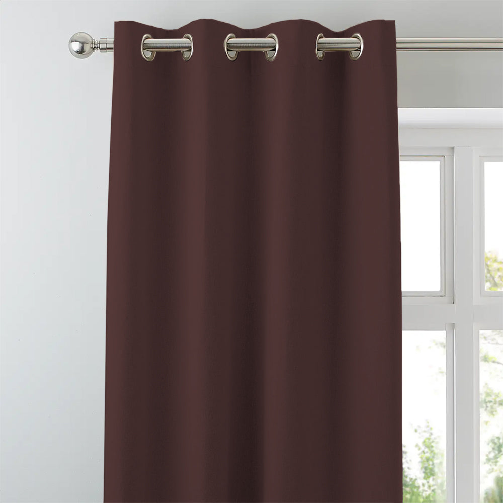 Jacquard Room Darkening Curtains in Acajou Brown Set Of 2 - (P394)