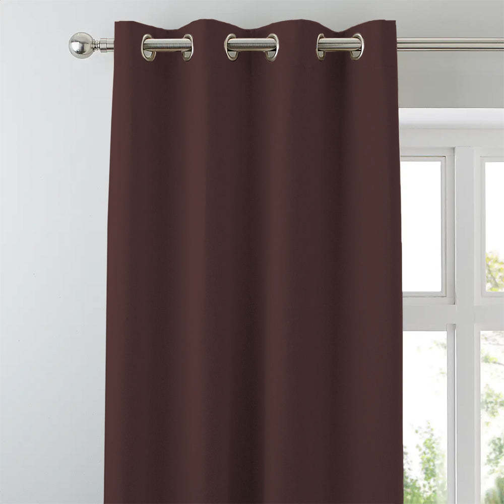 Jacquard Room Darkening Curtains in Acajou Brown Set Of 2 - (P394)