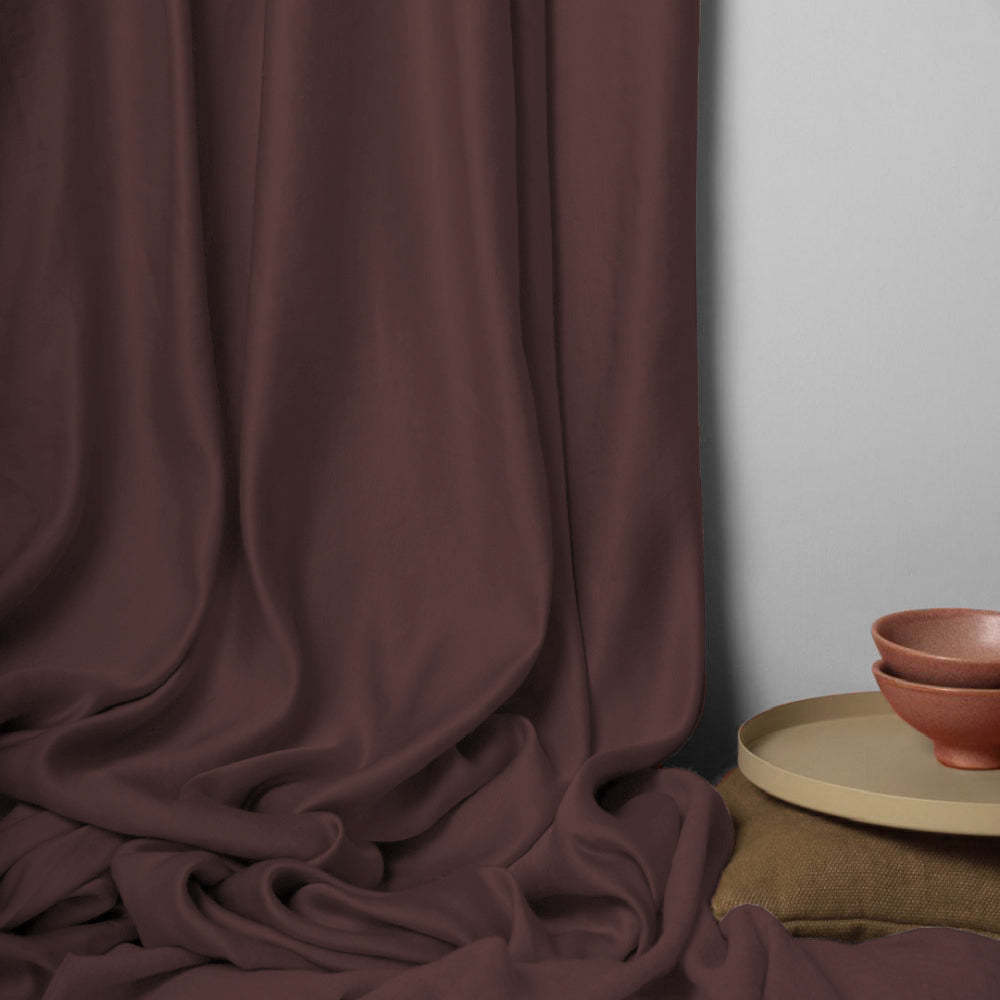 Jacquard Room Darkening Curtains in Acajou Brown Set Of 2 - (P394)