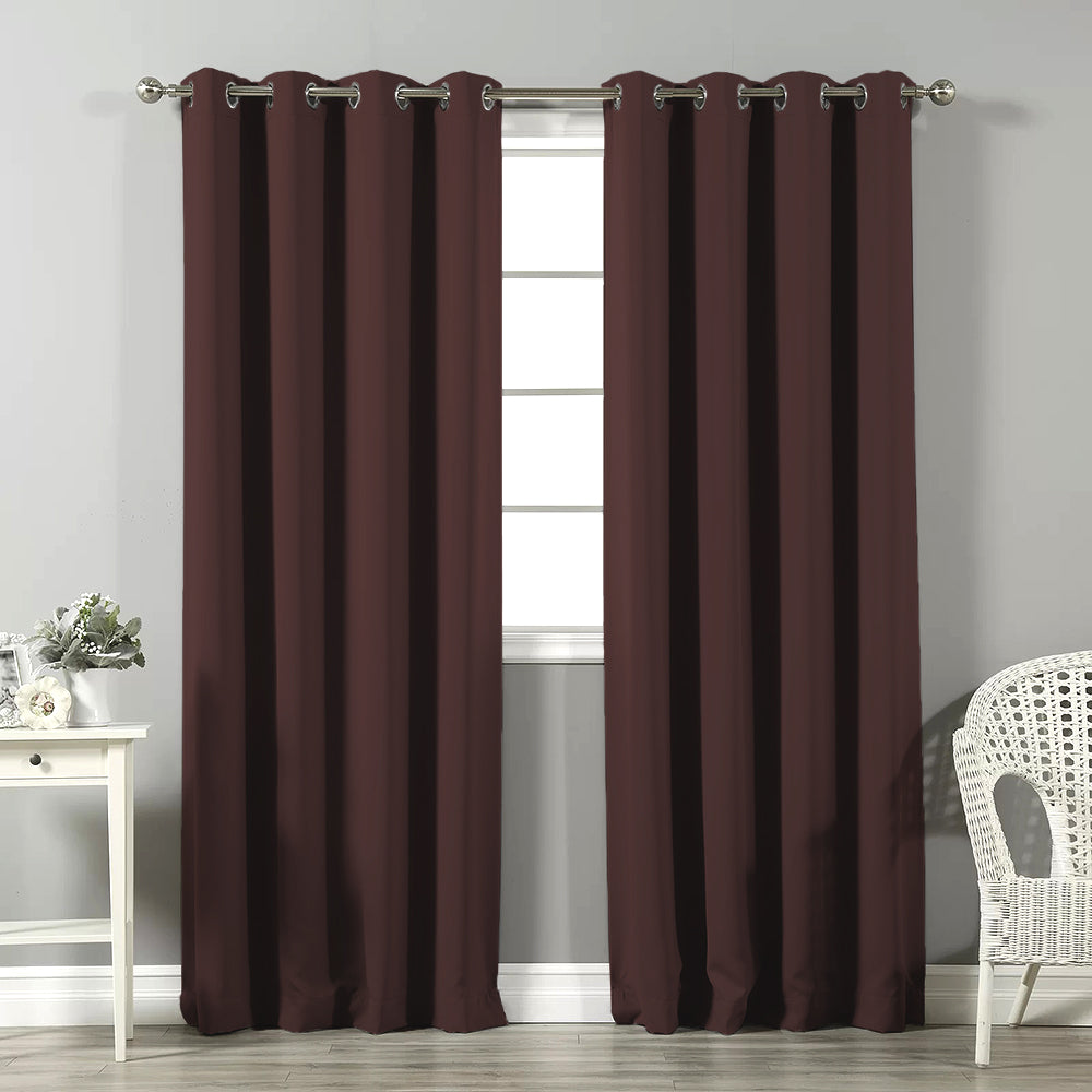 Jacquard Room Darkening Curtains in Acajou Brown Set Of 2 - (P394)