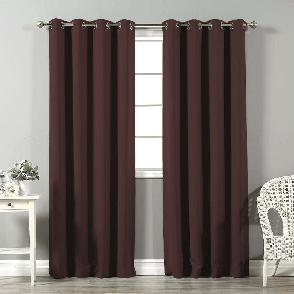 Jacquard Room Darkening Curtains in Acajou Brown Set Of 2 - (P394)