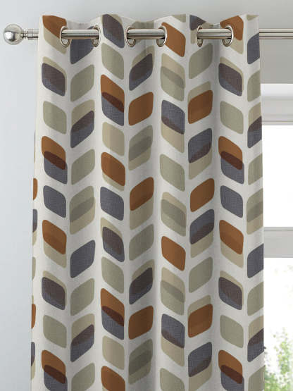 Abstract Cubes Geometric Brown Heavy Satin Blackout curtains Set Of 2 - (DS395D)