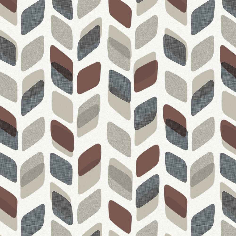 Abstract Cubes Geometric Coffee Brown Heavy Satin Room Darkening Curtains Set Of 2 - (DS395B)