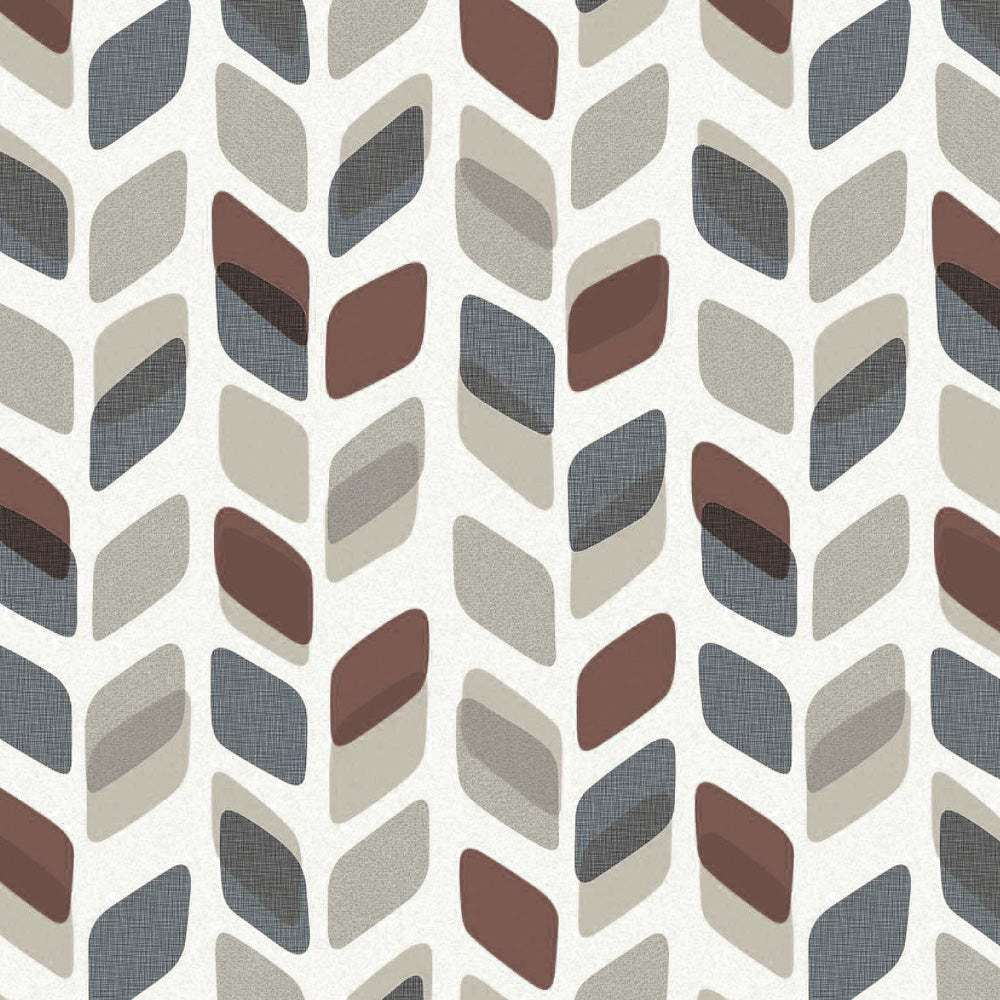 Abstract Cubes Geometric Coffee Brown Heavy Satin Room Darkening Curtains Set Of 2 - (DS395B)