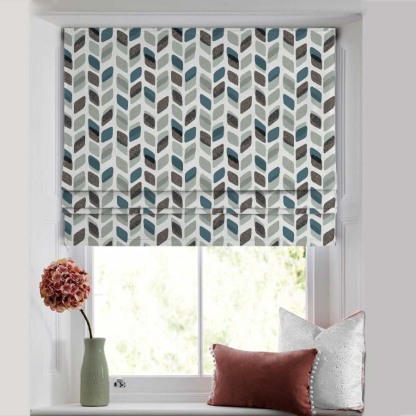Abstract Cubes Geometric Grey Satin Roman Blind (DS395C)