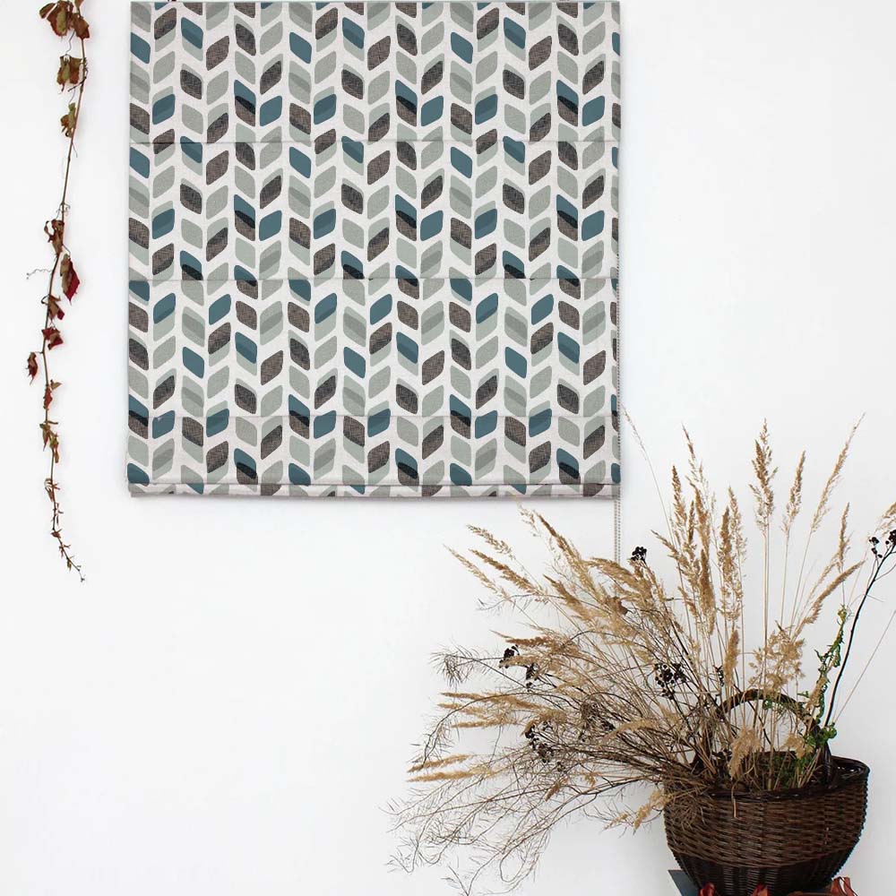 Abstract Cubes Geometric Grey Satin Roman Blind (DS395C)