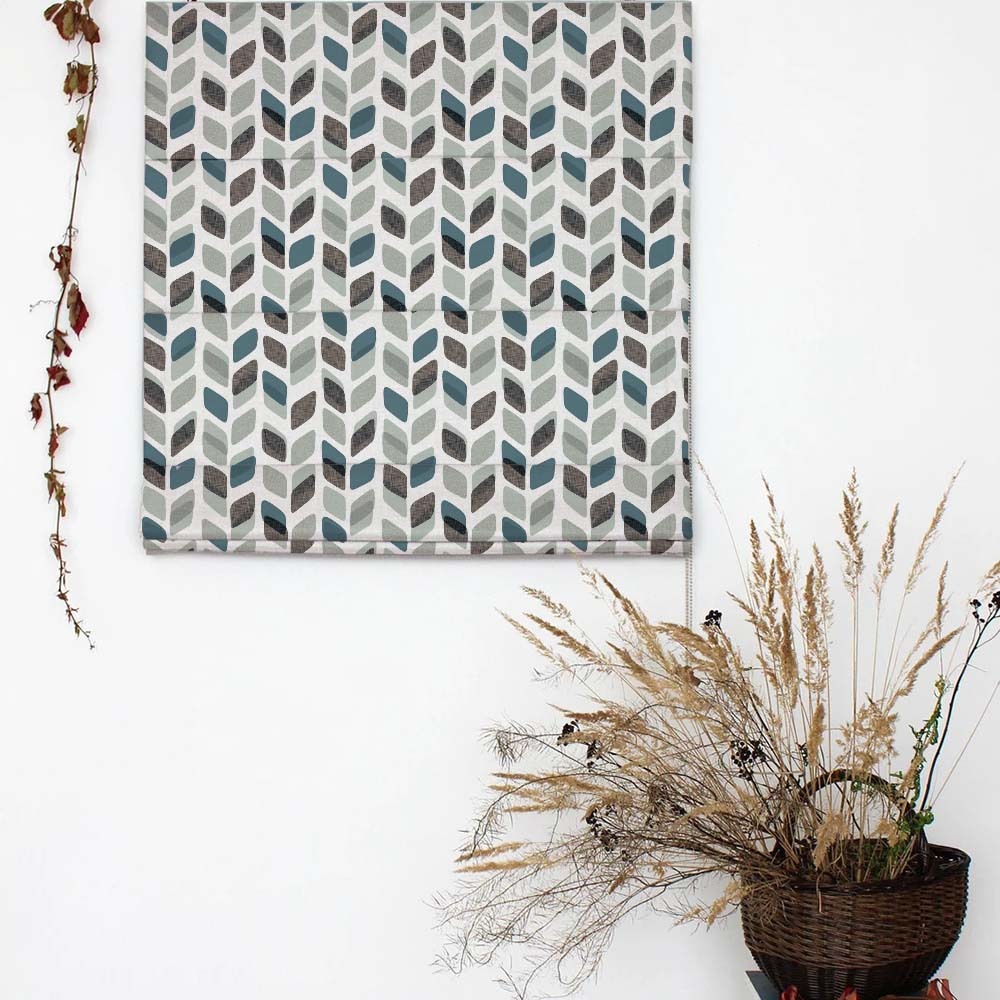 Abstract Cubes Geometric Grey Satin Roman Blind (DS395C)