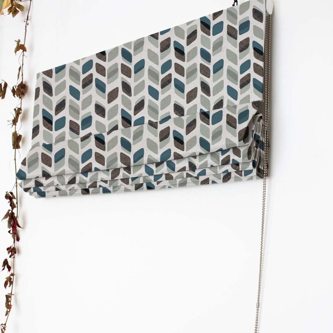 Abstract Cubes Geometric Grey Satin Roman Blind (DS395C)