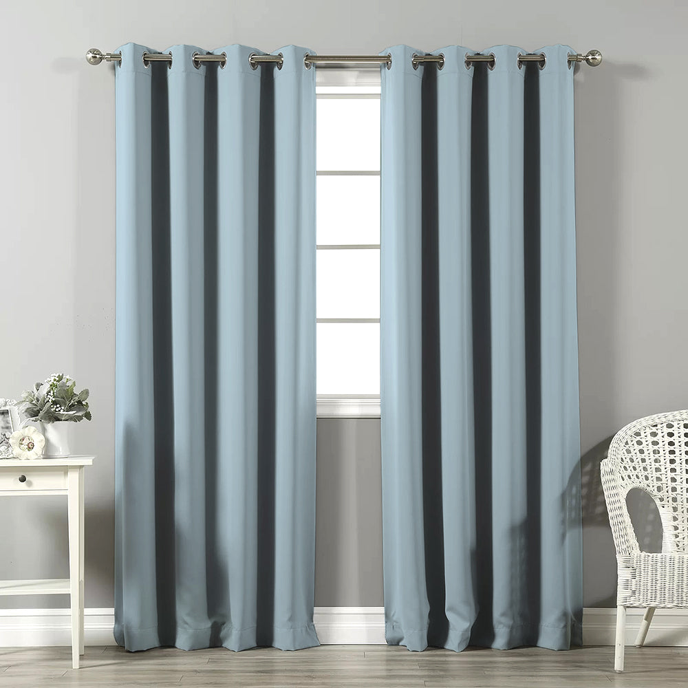 Jacquard Room Darkening Curtains in Prudence Blue Set Of 2 - (P397)