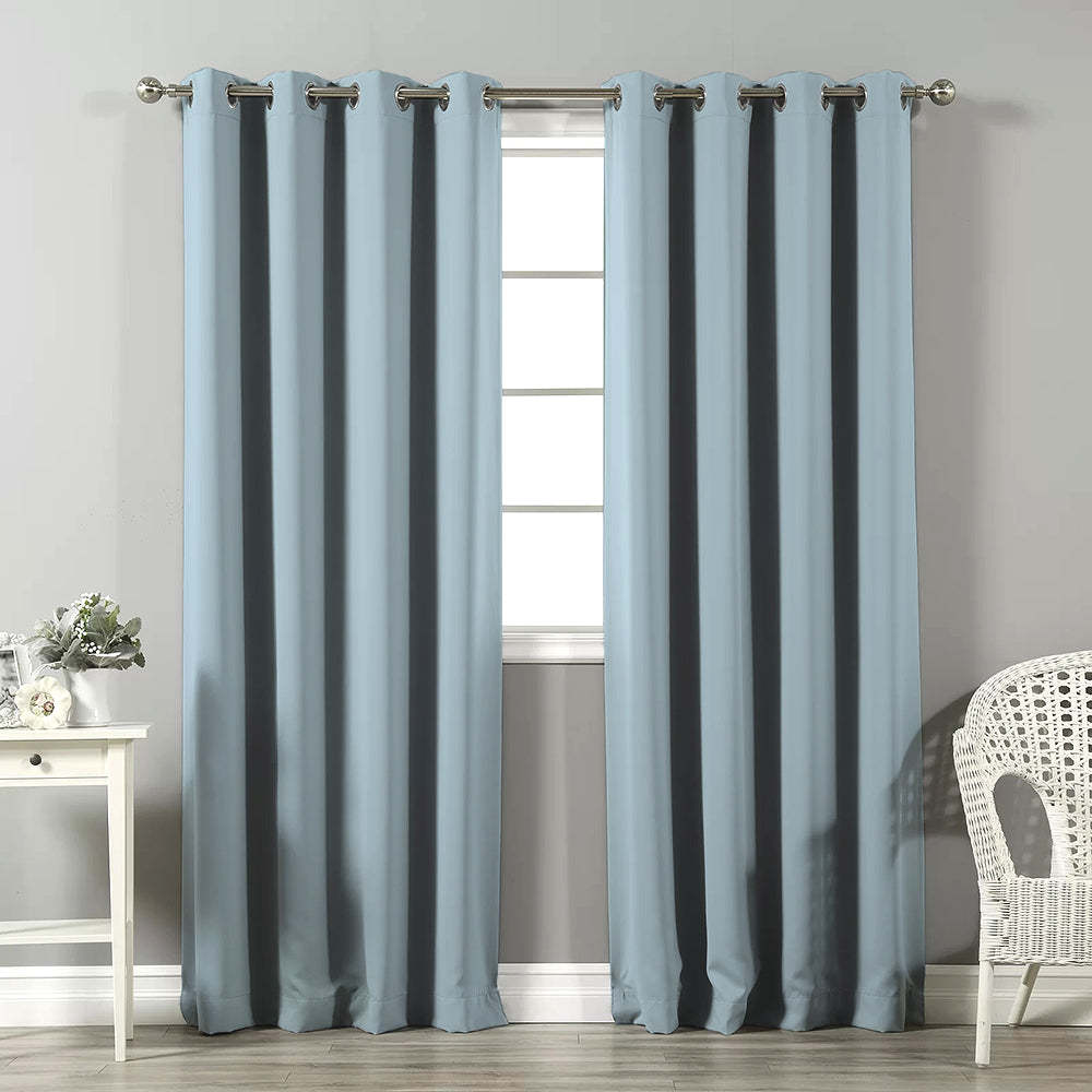 Jacquard Room Darkening Curtains in Prudence Blue Set Of 2 - (P397)