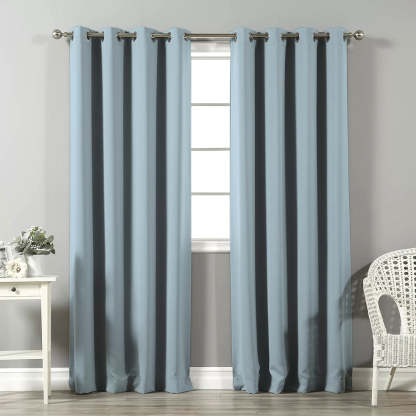 Jacquard Room Darkening Curtains in Prudence Blue Set Of 2 - (P397)