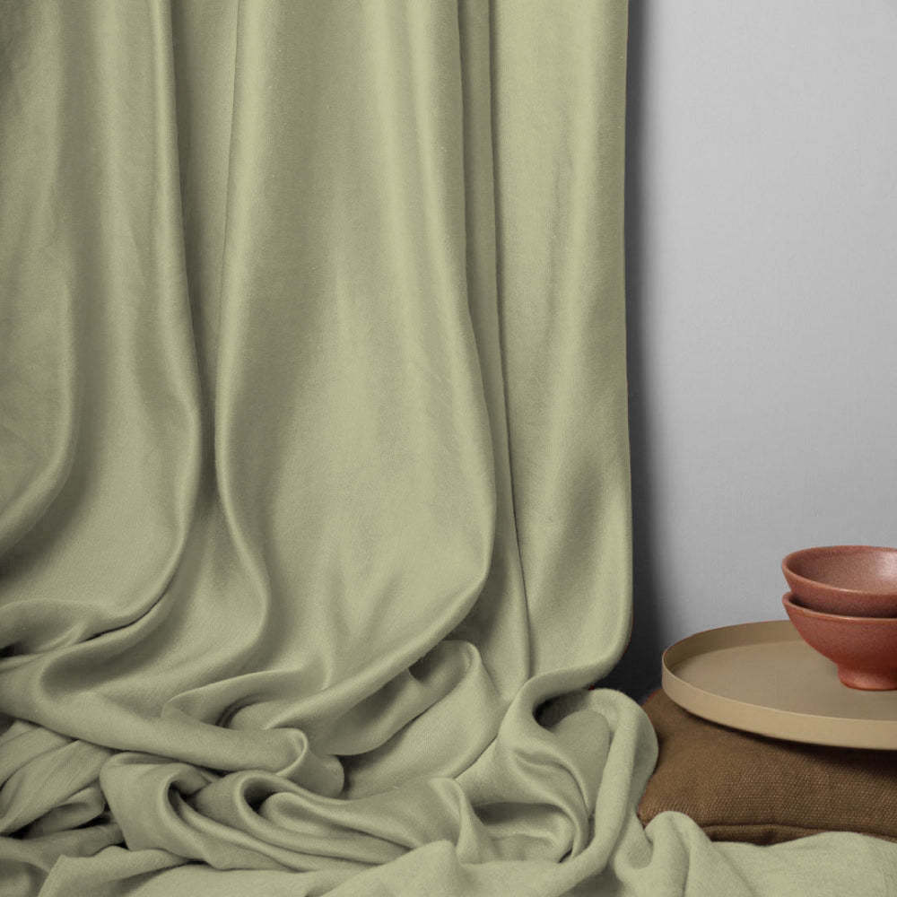 Jacquard Room Darkening Curtains in Flaxen Yellow Set Of 2 - (P399)