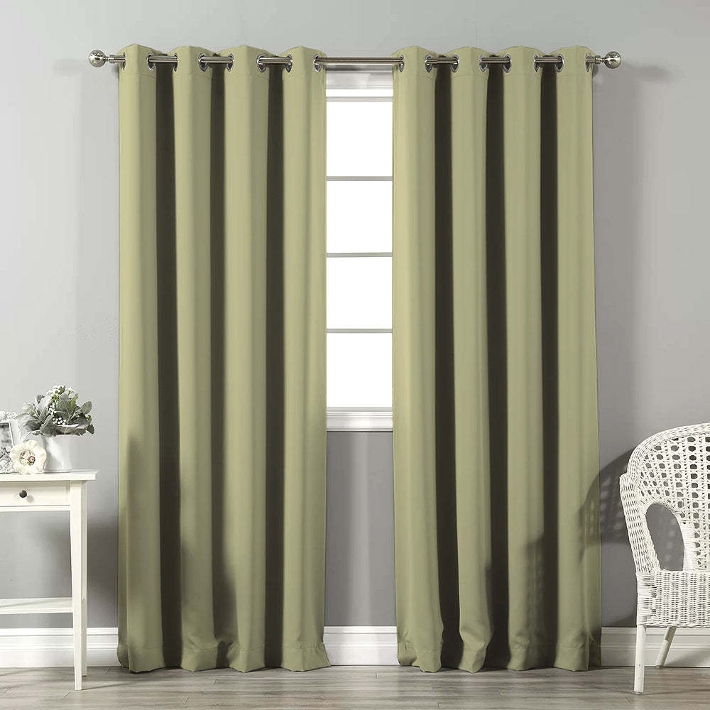 Jacquard Room Darkening Curtains in Flaxen Yellow Set Of 2 - (P399)