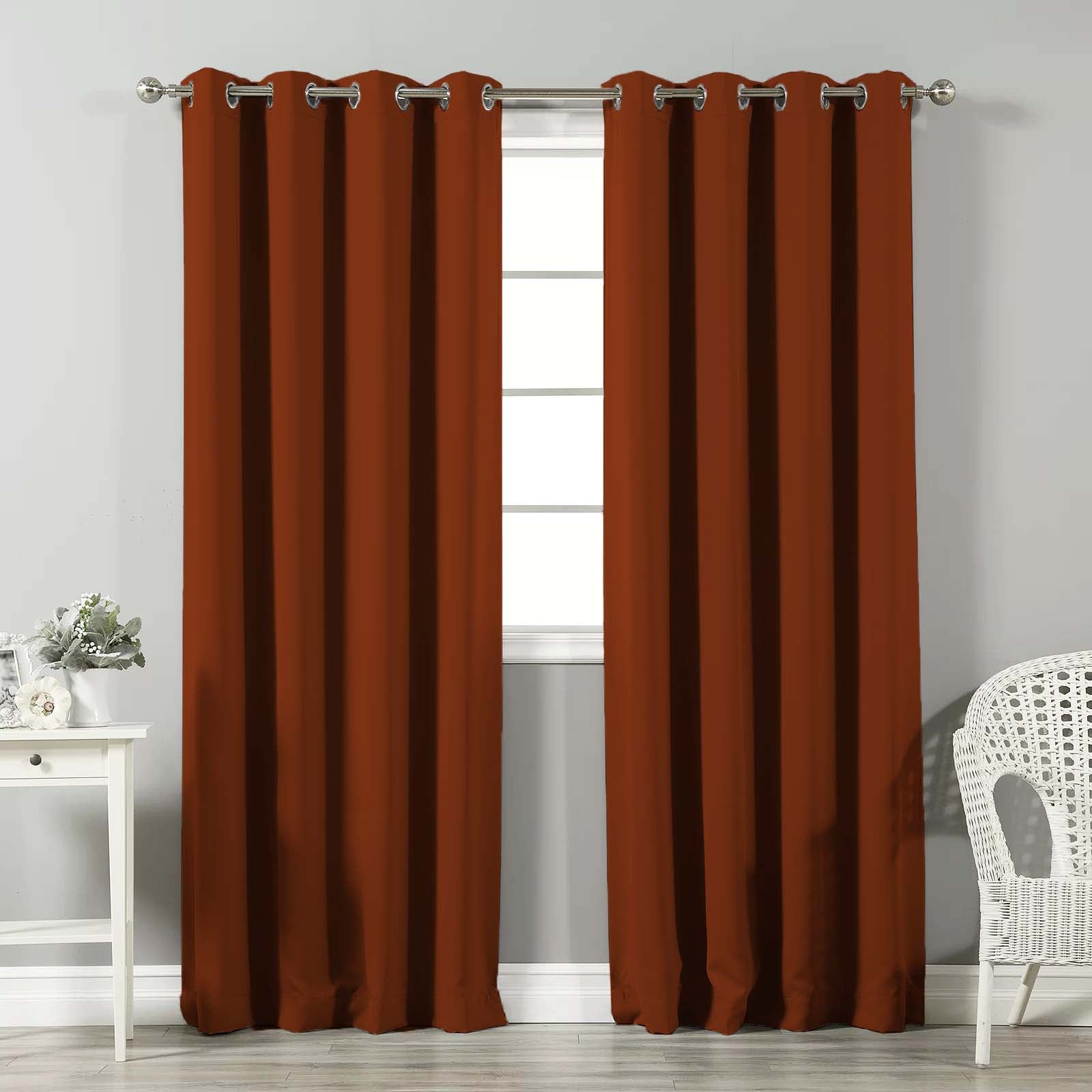 Jacquard Room Darkening Curtains in Amber Brown Set Of 2 - (P4)