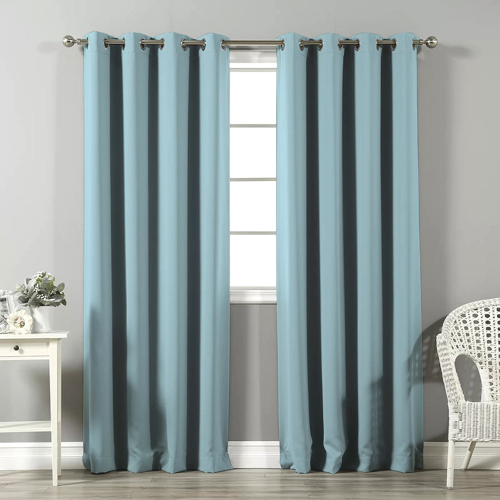 Jacquard Room Darkening Curtains in Sky Blue Set Of 2 - (P400)