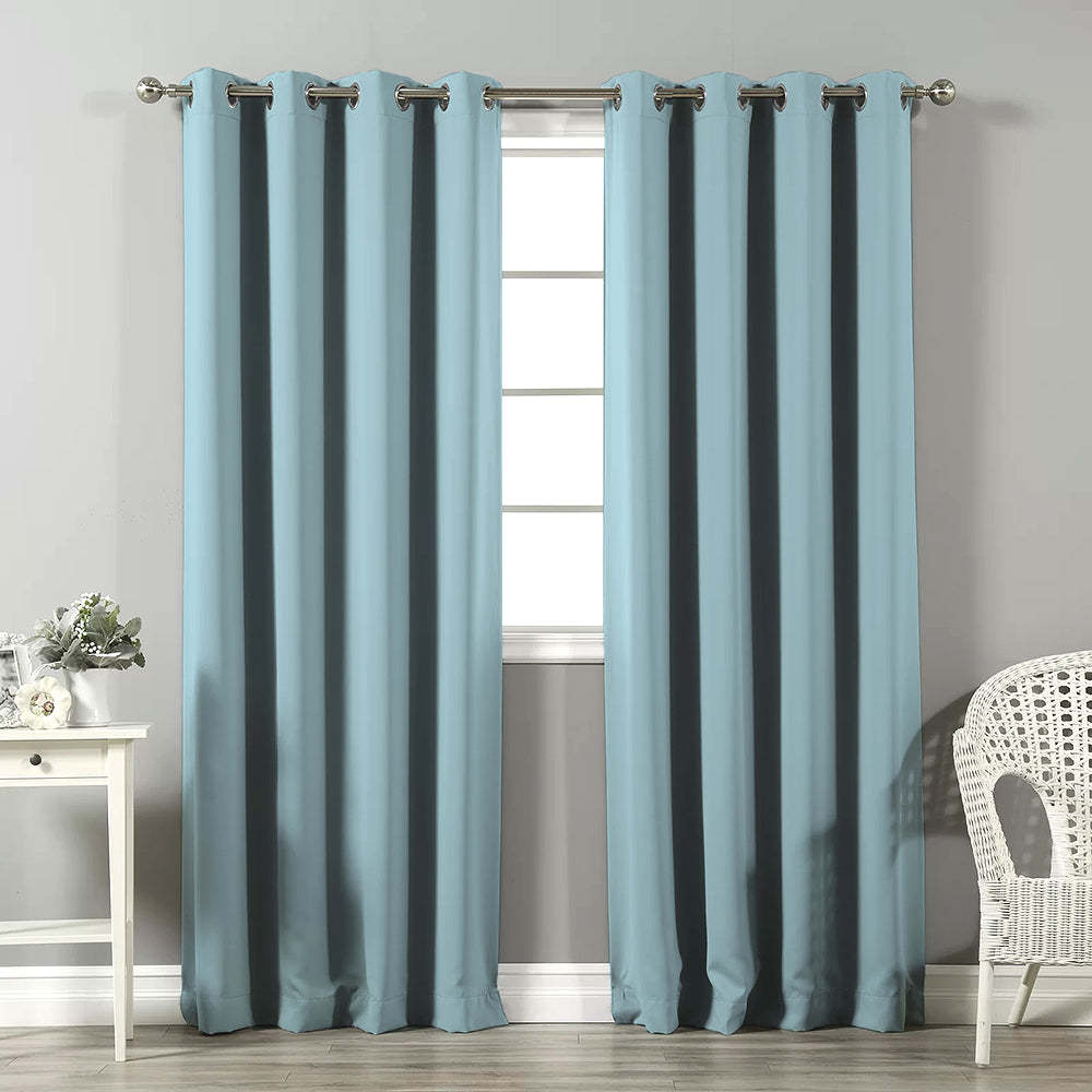 Jacquard Room Darkening Curtains in Sky Blue Set Of 2 - (P400)