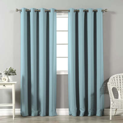 Jacquard Room Darkening Curtains in Sky Blue Set Of 2 - (P400)