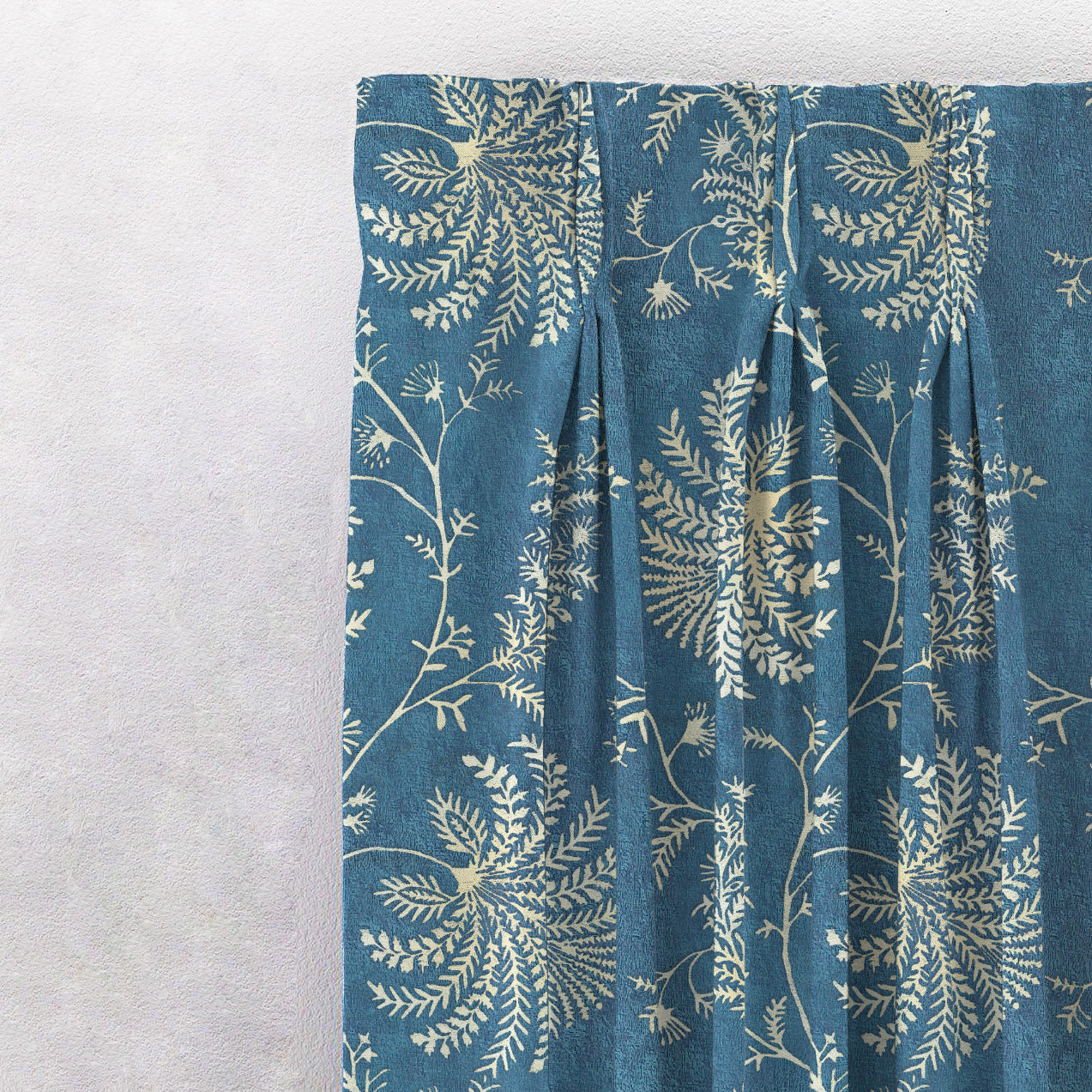 Vines of Heritage Indie Powder Blue Heavy Satin Room Darkening Curtains Set Of 2 - (DS409C)