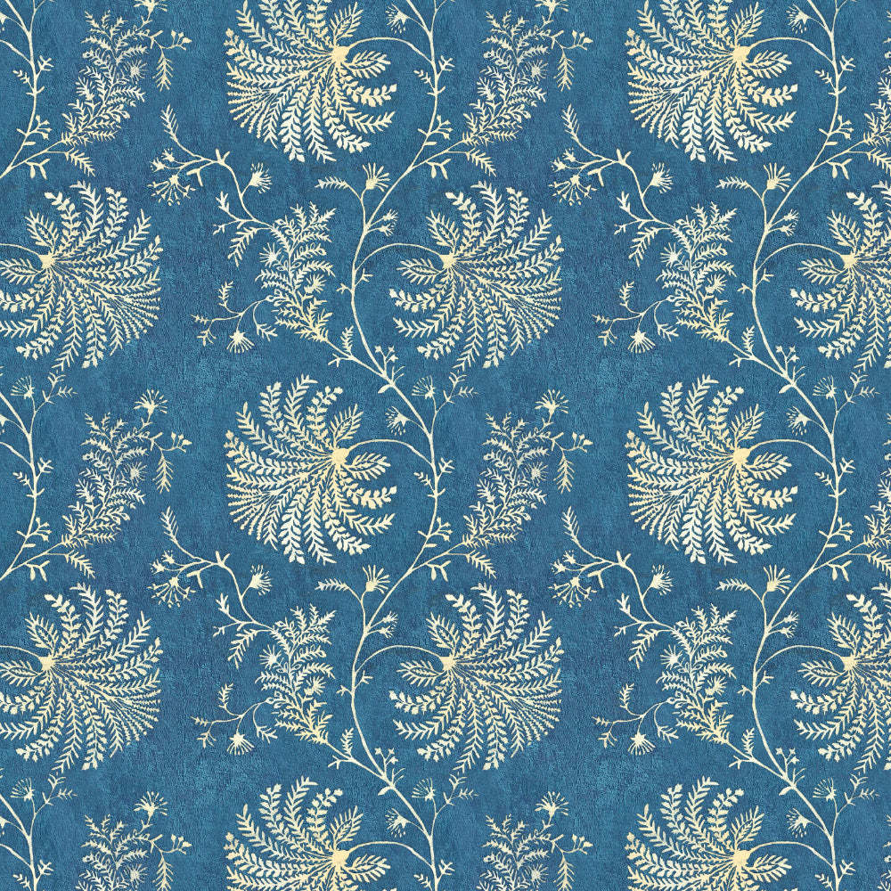 Vines of Heritage Indie Powder Blue Heavy Satin Room Darkening Curtains Set Of 2 - (DS409C)