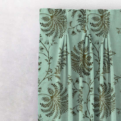 Vines of Heritage Indie Sage Green Heavy Satin Room Darkening Curtains Set Of 2 - (DS409D)