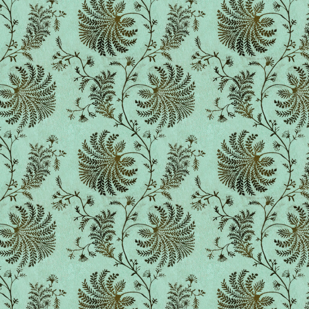 Vines of Heritage Indie Sage Green Heavy Satin Room Darkening Curtains Set Of 2 - (DS409D)
