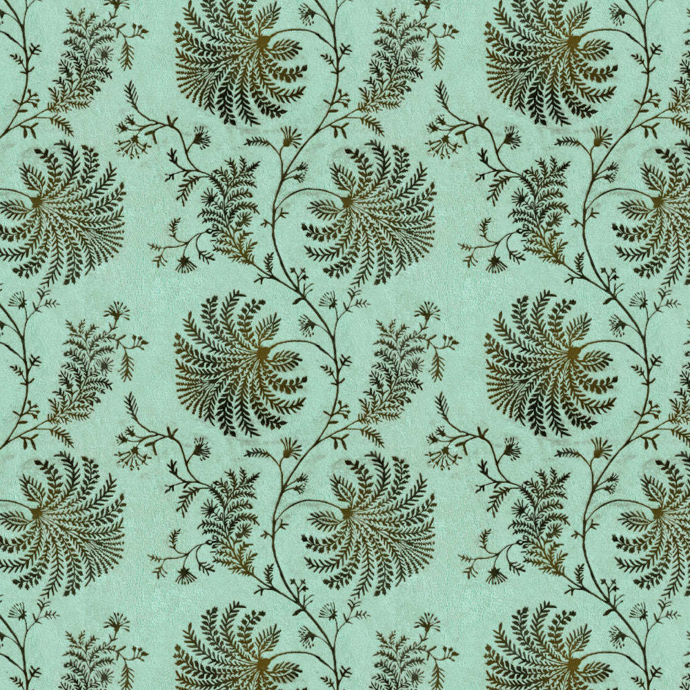 Vines of Heritage Indie Sage Green Heavy Satin Room Darkening Curtains Set Of 2 - (DS409D)