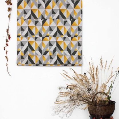 Shape Symphony Geometric Sunshine Yellow Satin Roman Blind (DS416A)