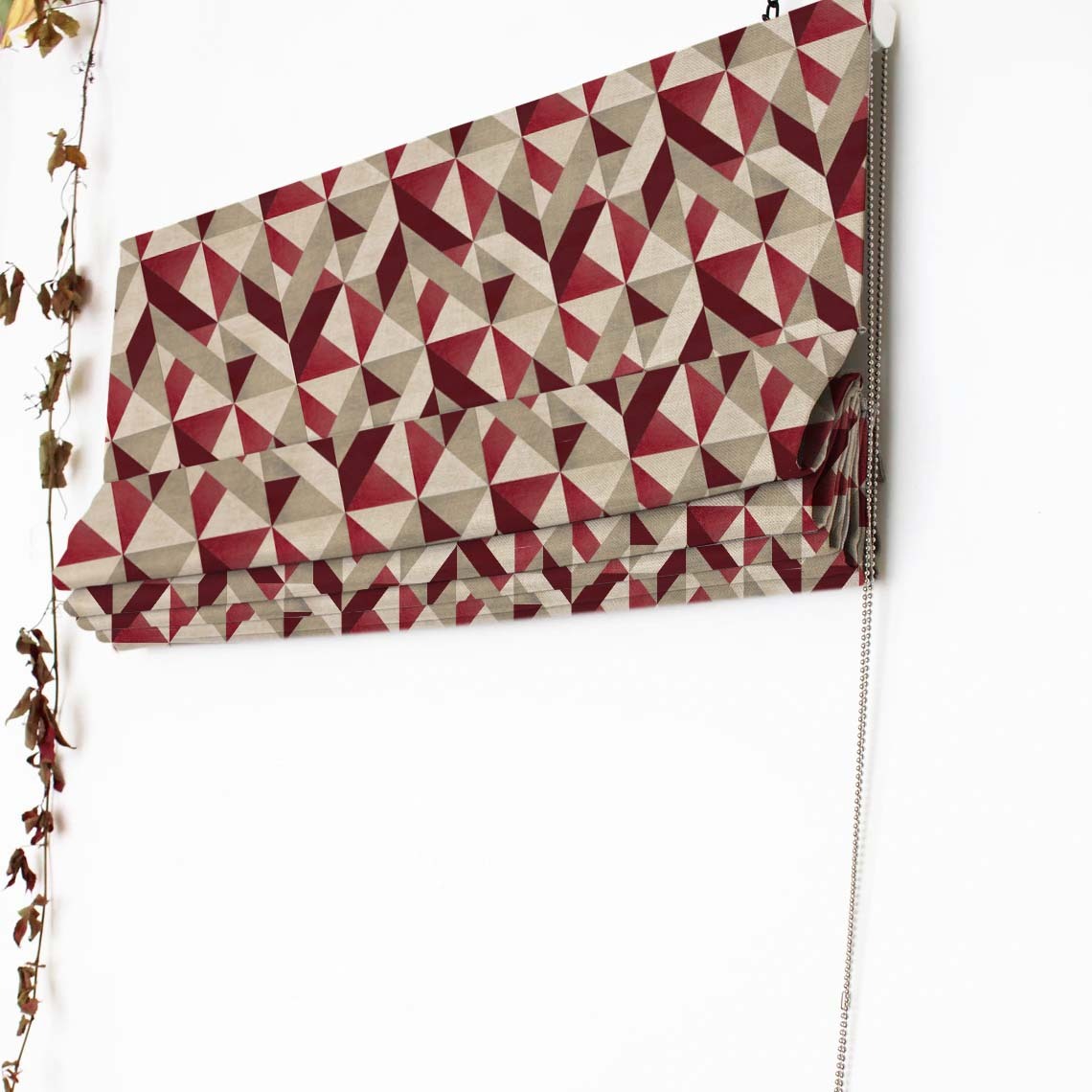 Shape Symphony Geometric Maroon Satin Roman Blind (DS416B)