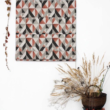 Shape Symphony Geometric Burnt Orange Satin Roman Blind (DS416D)