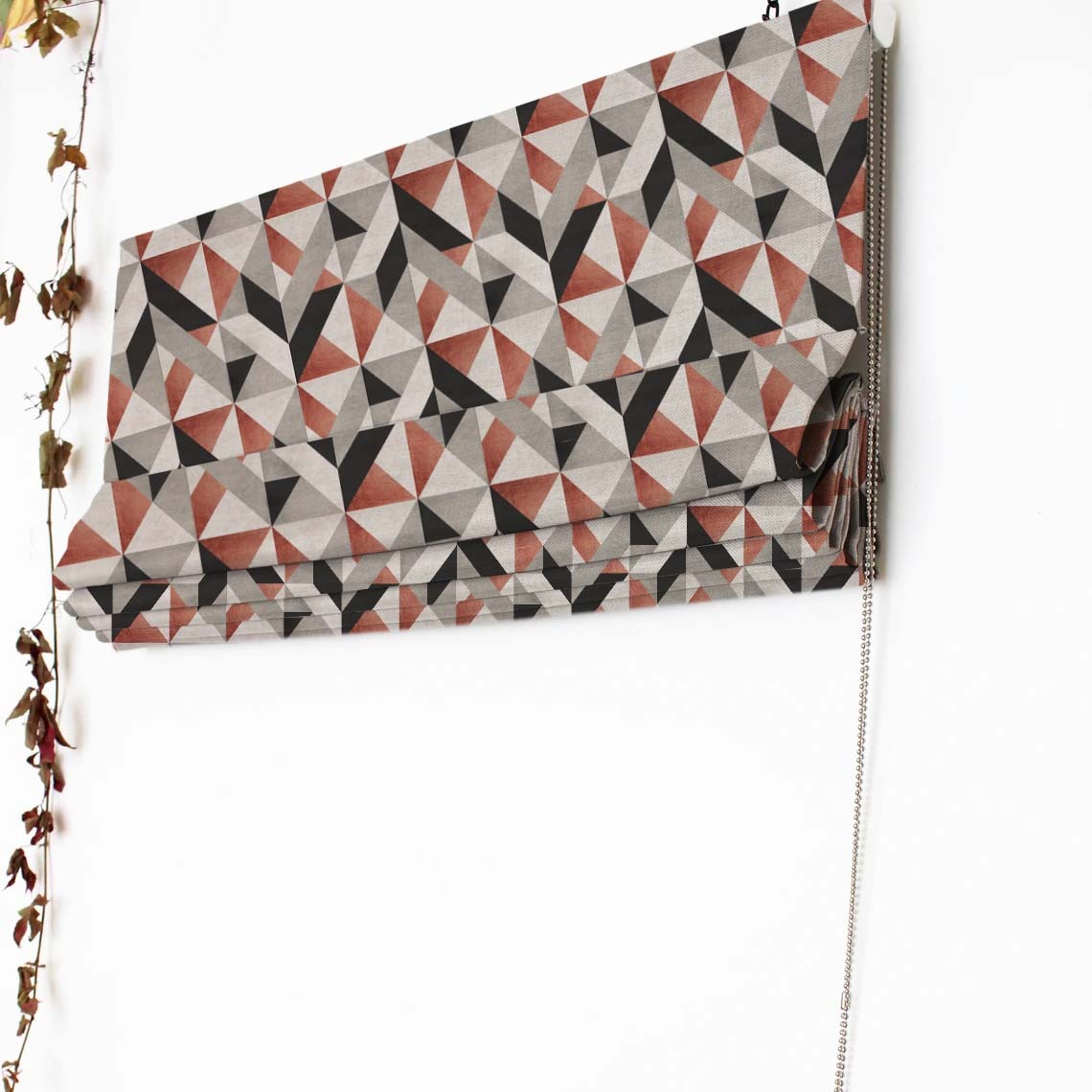 Shape Symphony Geometric Burnt Orange Satin Roman Blind (DS416D)