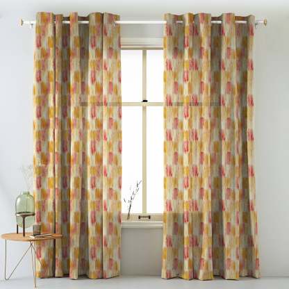 Elegent Geometric Print Matt Finish Room Darkening Curtain Set of 2 MTDS419C
